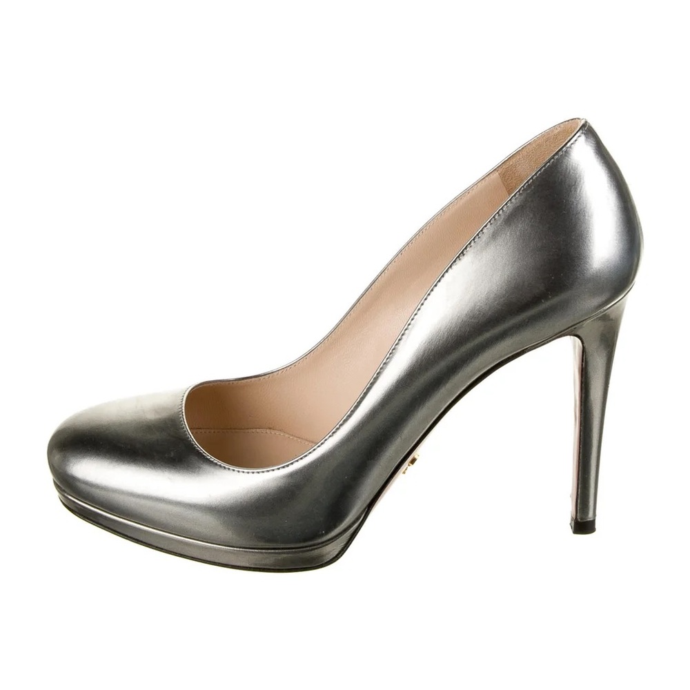 Prada Silver Leather Pumps